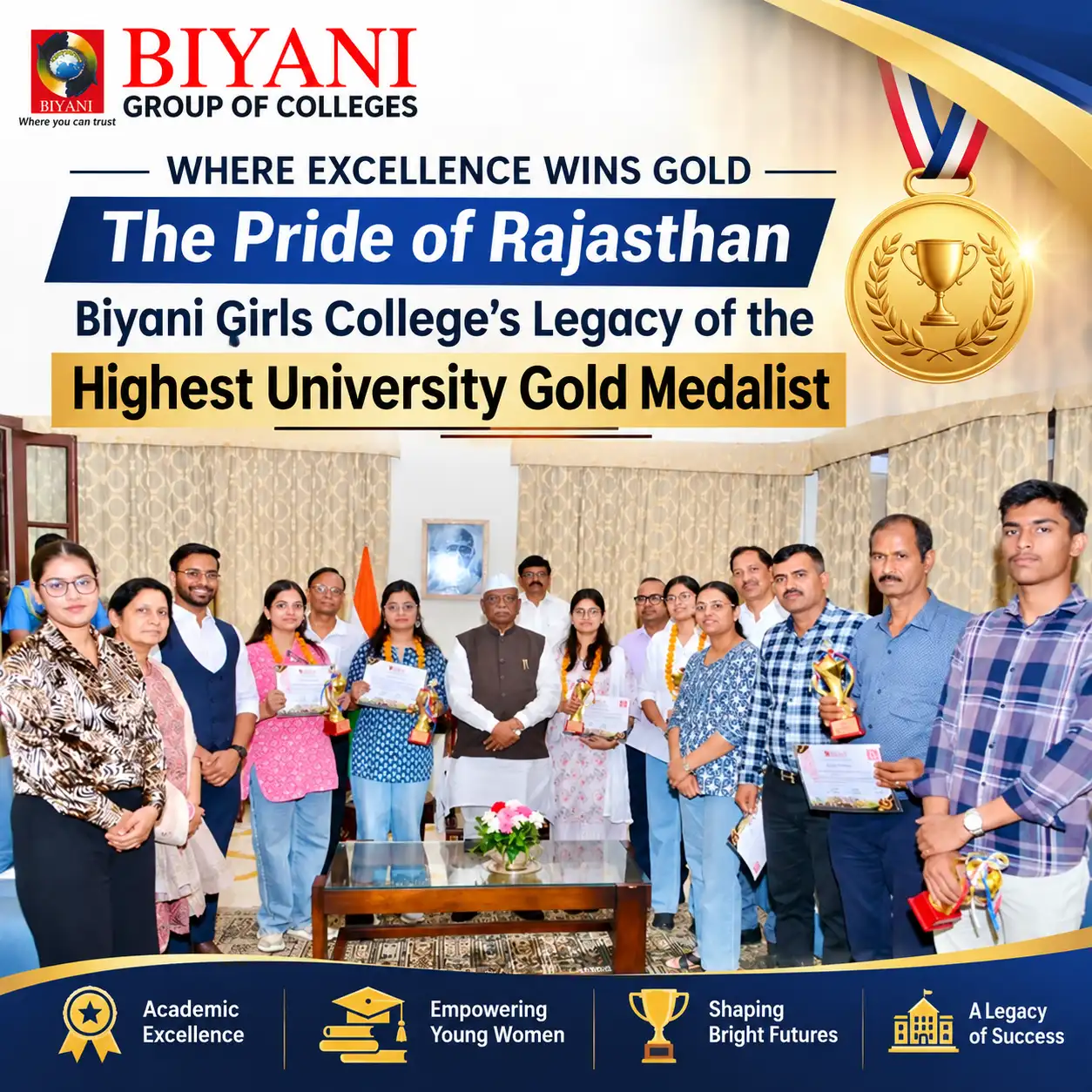 Where Excellence Wins Gold The Pride of Rajasthan – Biyani Girls College’s Legacy of the Highest University Gold Medalist