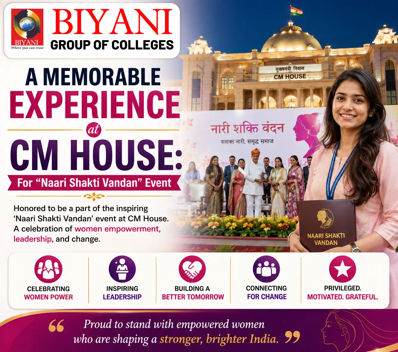 A Memorable Experience at CM House For “Naari Shakti Vandan” Event