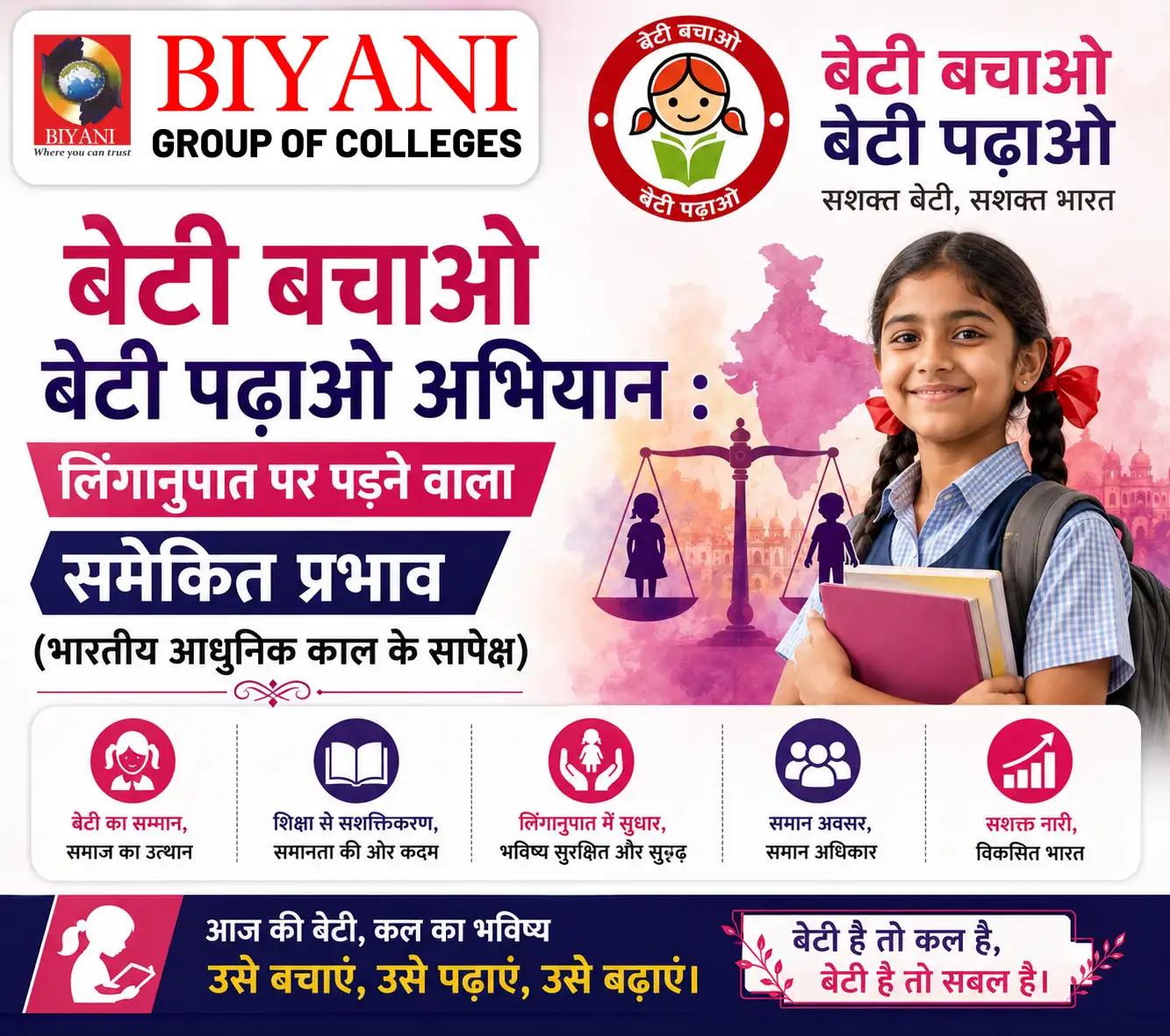 बेटी बचाओ बेटी पढ़ाओ अभियान लिंगानुपात पर पड़ने वाला समेकित प्रभाव