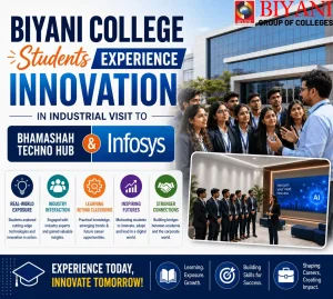 Biyani College Students Experience Innovation in Industrial Visit to Bhamashah Techno Hub & Infosys