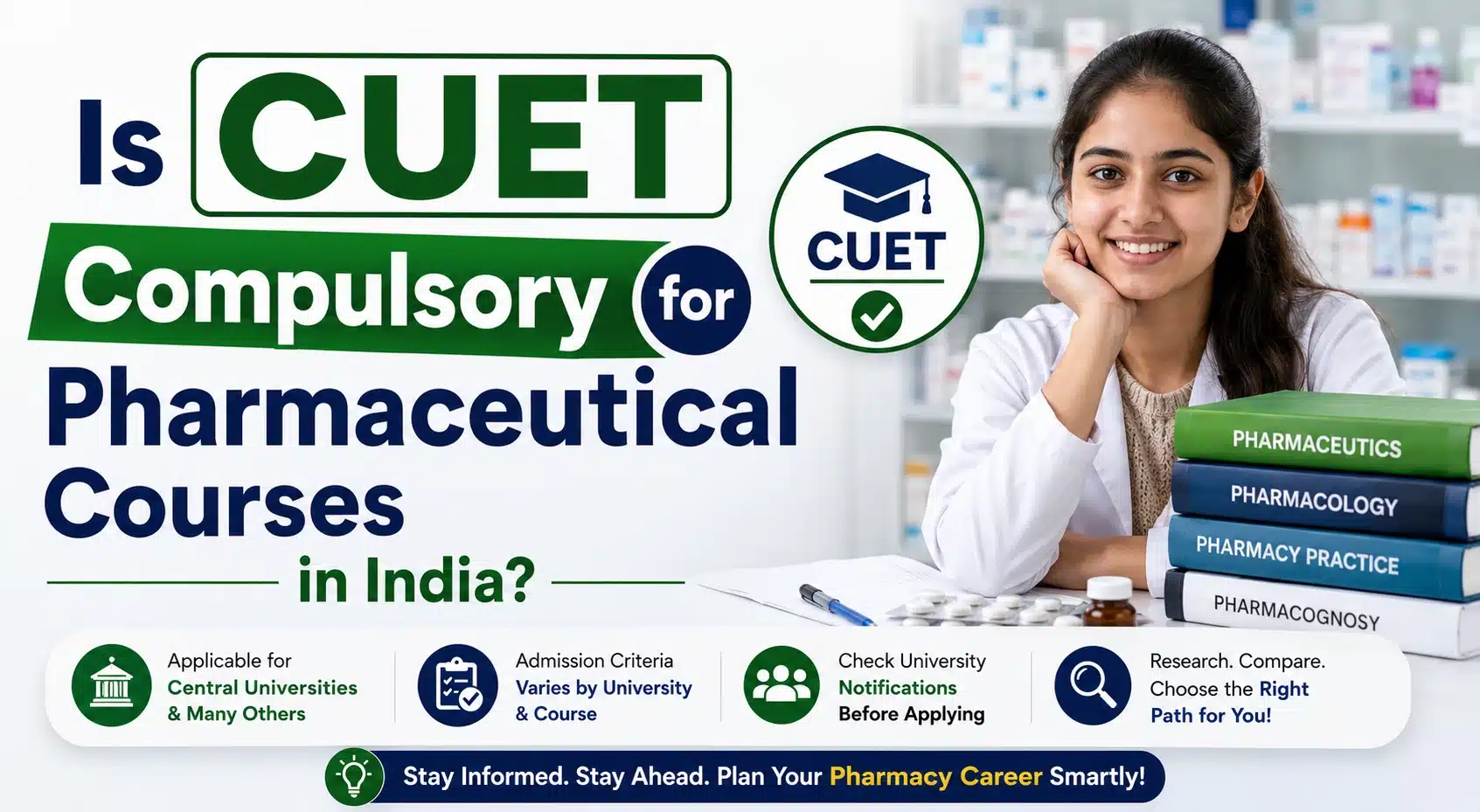is cuet compulsory for pharmautical courses