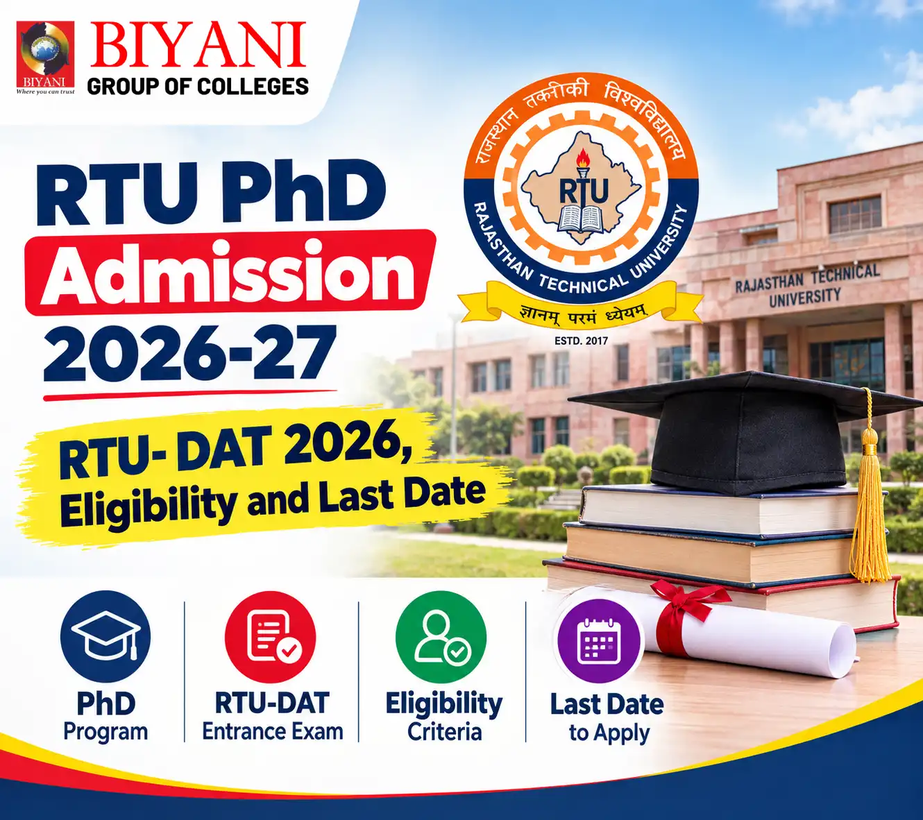 RTU PhD Admission 2026-27 RTU- DAT 2026, Eligibility and Last Date