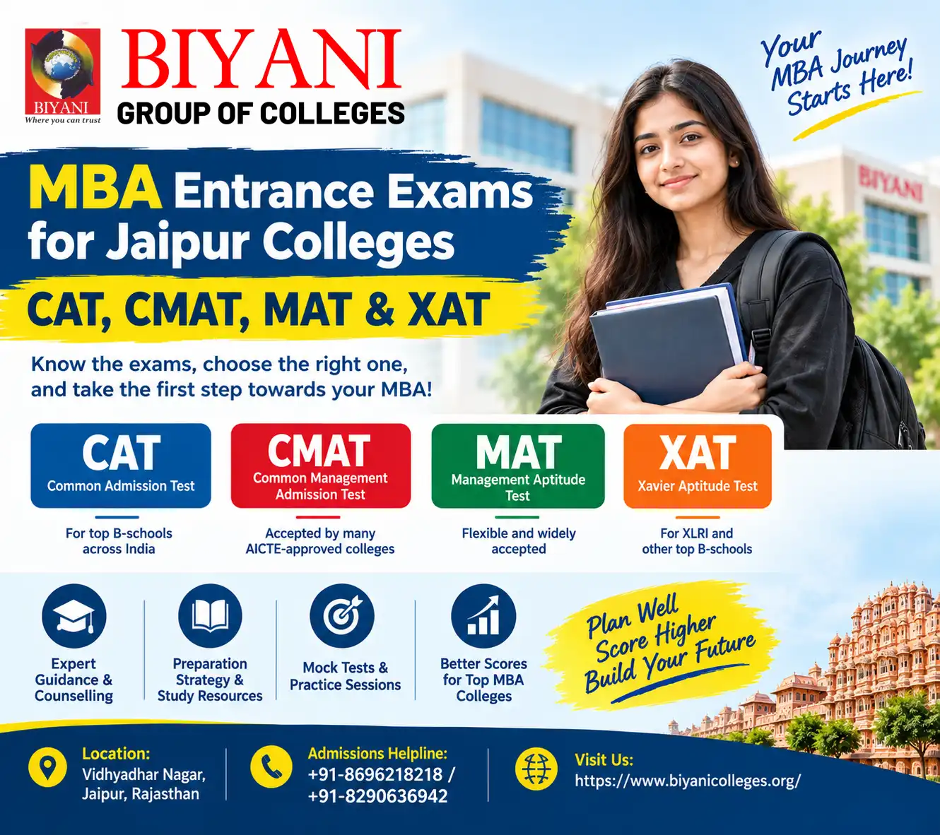MBA Entrance Exams for Jaipur Colleges CAT, CMAT, MAT & XAT