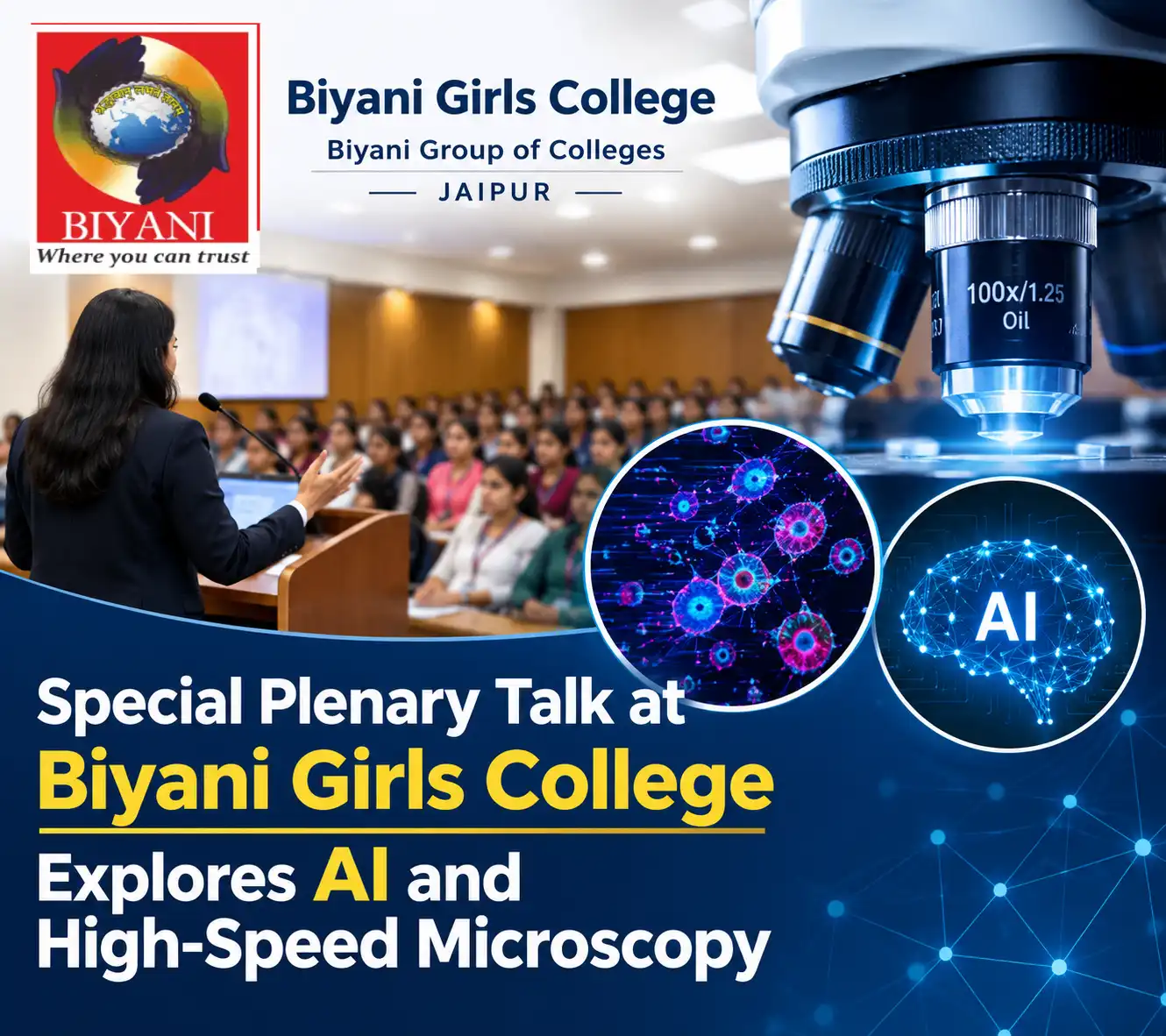 Special Plenary Talk at Biyani Girls College Explores AI and High-Speed Microscopy