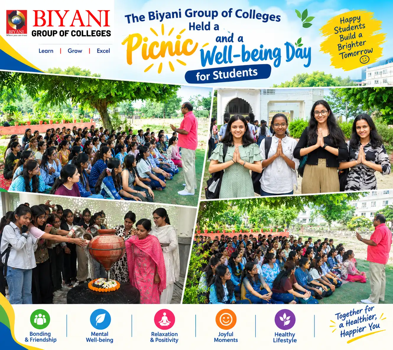 The Biyani Group of Colleges Held a Picnic and a Well-being Day for Students