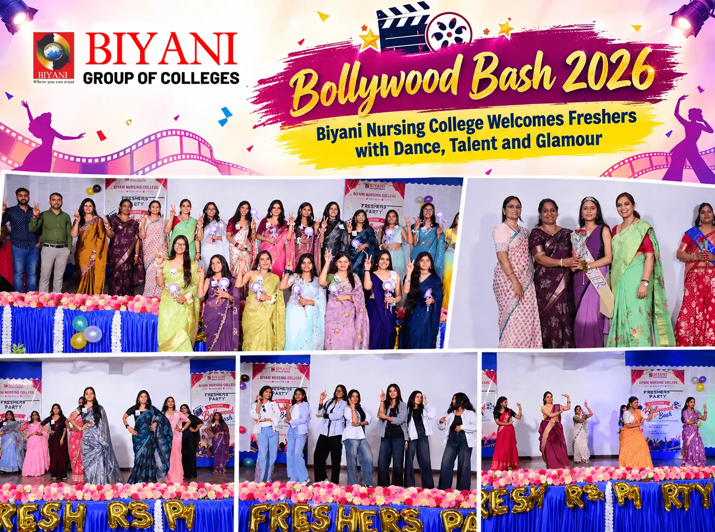 Bollywood Bash 2026 Biyani Nursing College Welcomes Freshers with Dance,Talent and Glamour