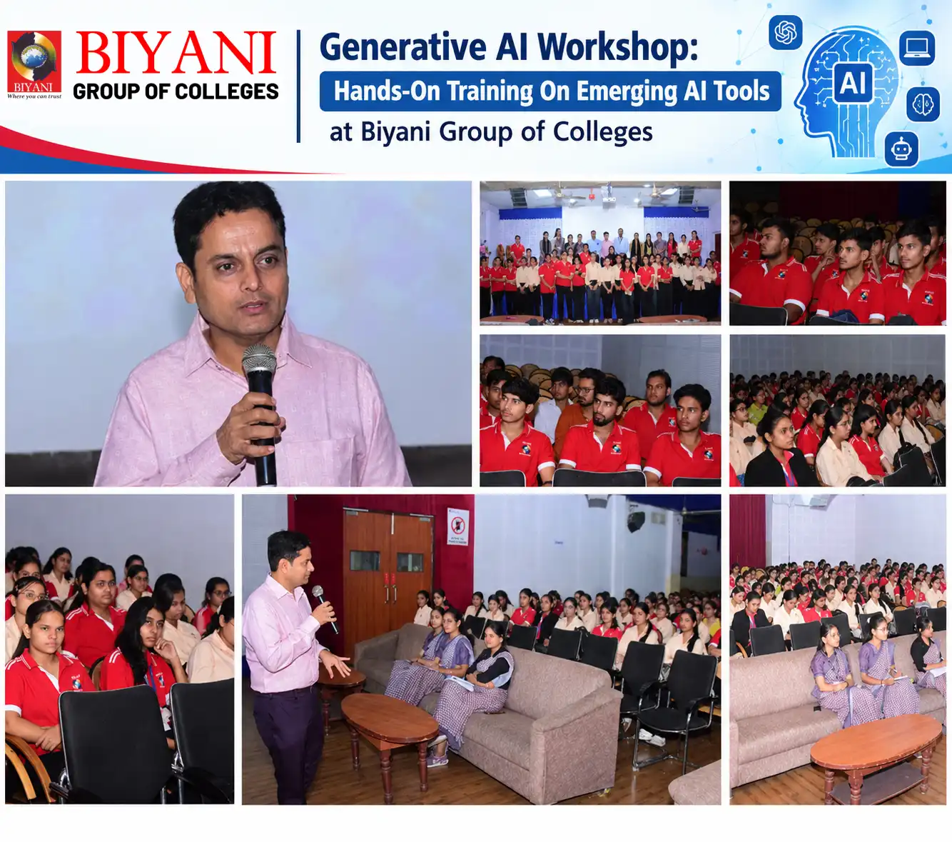 Generative AI Workshop Hands-On Training On Emerging AI Tools at Biyani Group of Colleges